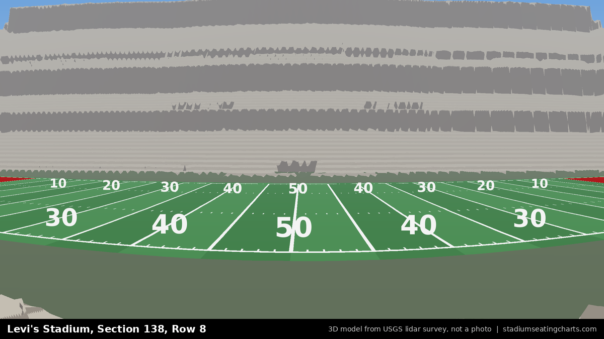 View from Levi's Stadium Section 138, Row 8, looking toward the field