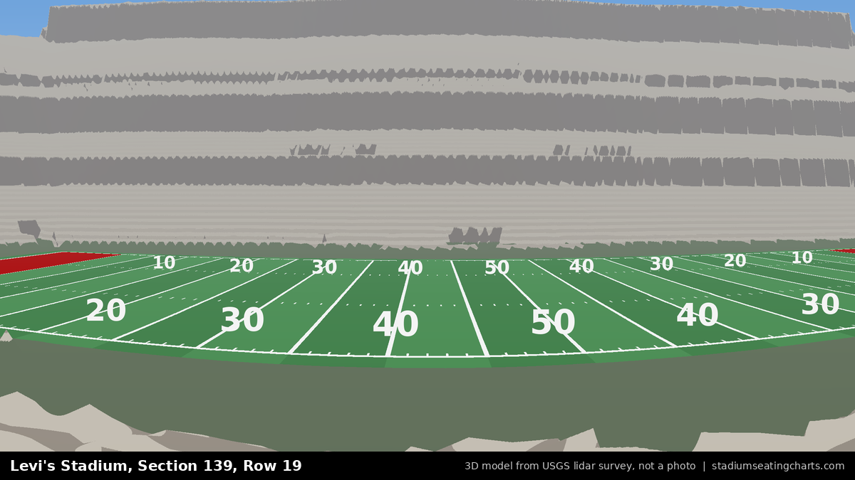 View from Levi's Stadium Section 139, Row 19, looking toward the field