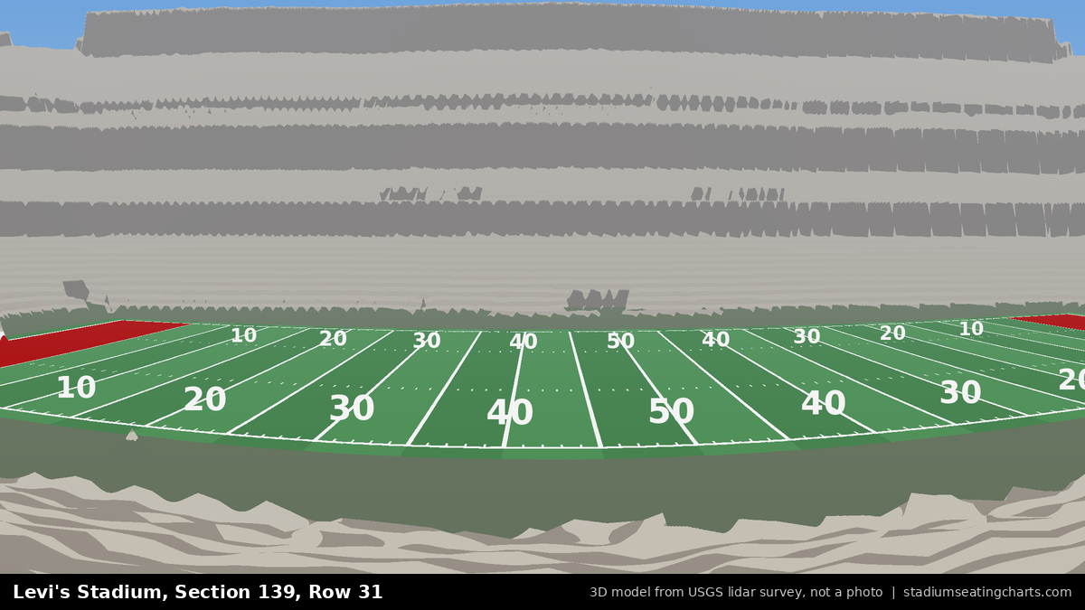 View from Levi's Stadium Section 139, Row 31, looking toward the field
