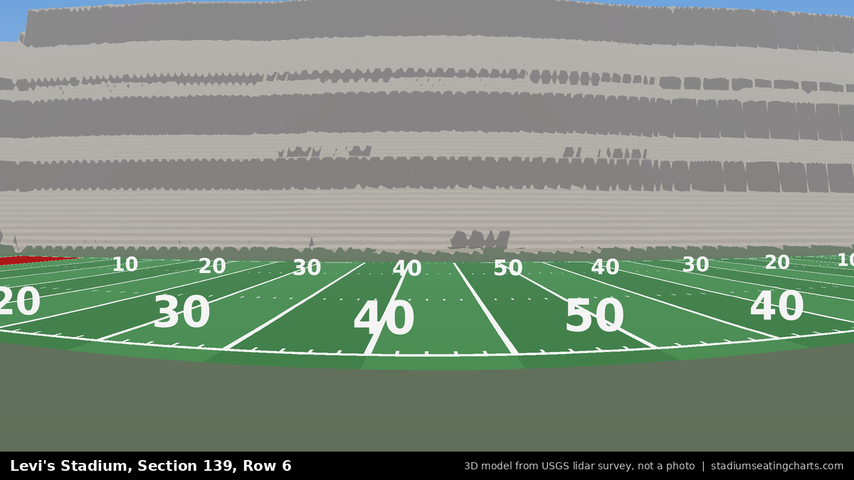 View from Levi's Stadium Section 139, Row 6, looking toward the field