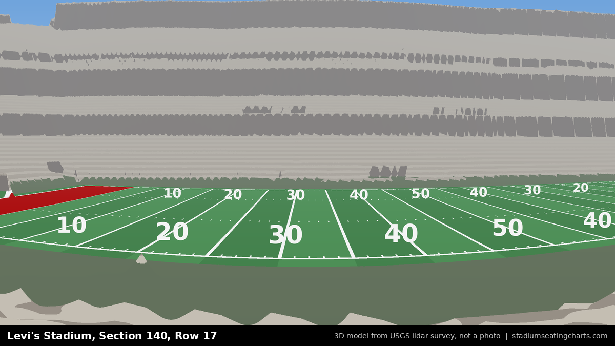 View from Levi's Stadium Section 140, Row 17, looking toward the field