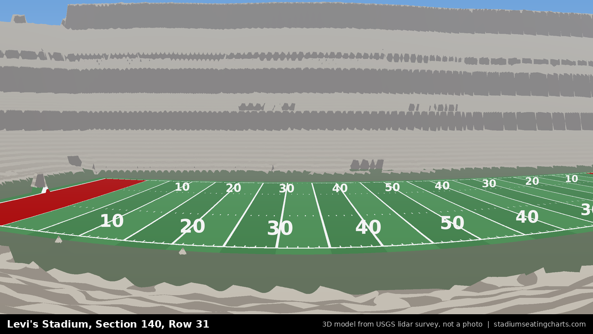 View from Levi's Stadium Section 140, Row 31, looking toward the field