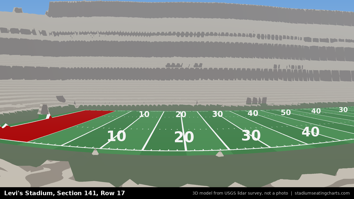 View from Levi's Stadium Section 141, Row 17, looking toward the field