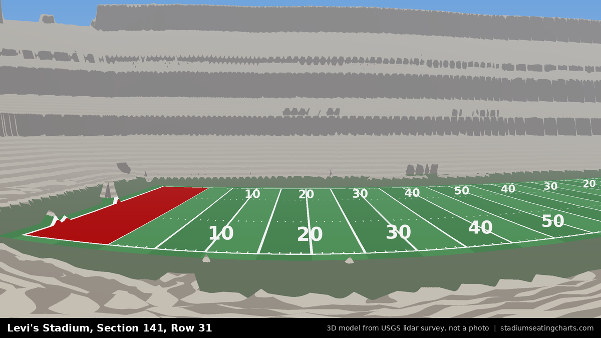 View from Levi's Stadium Section 141, Row 31, looking toward the field