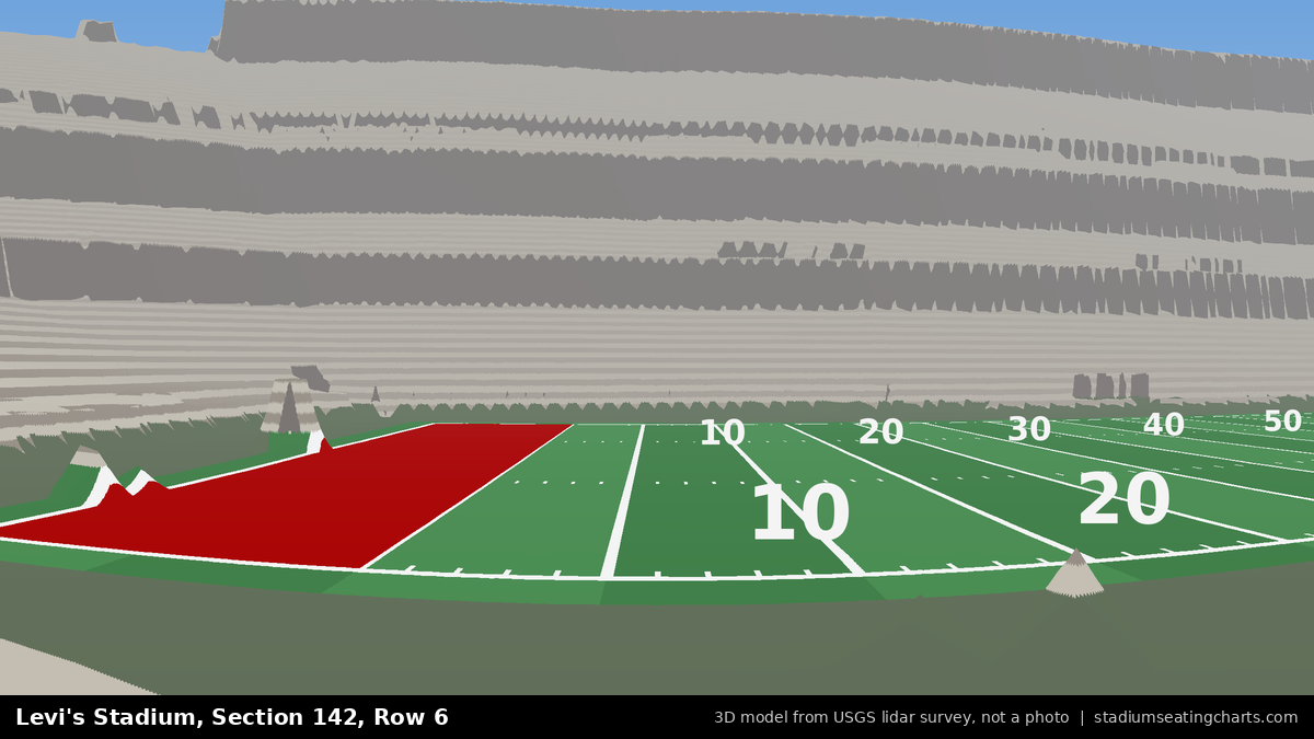 View from Levi's Stadium Section 142, Row 6, looking toward the field