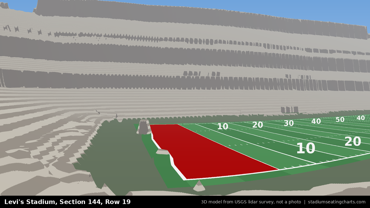 View from Levi's Stadium Section 144, Row 19, looking toward the field
