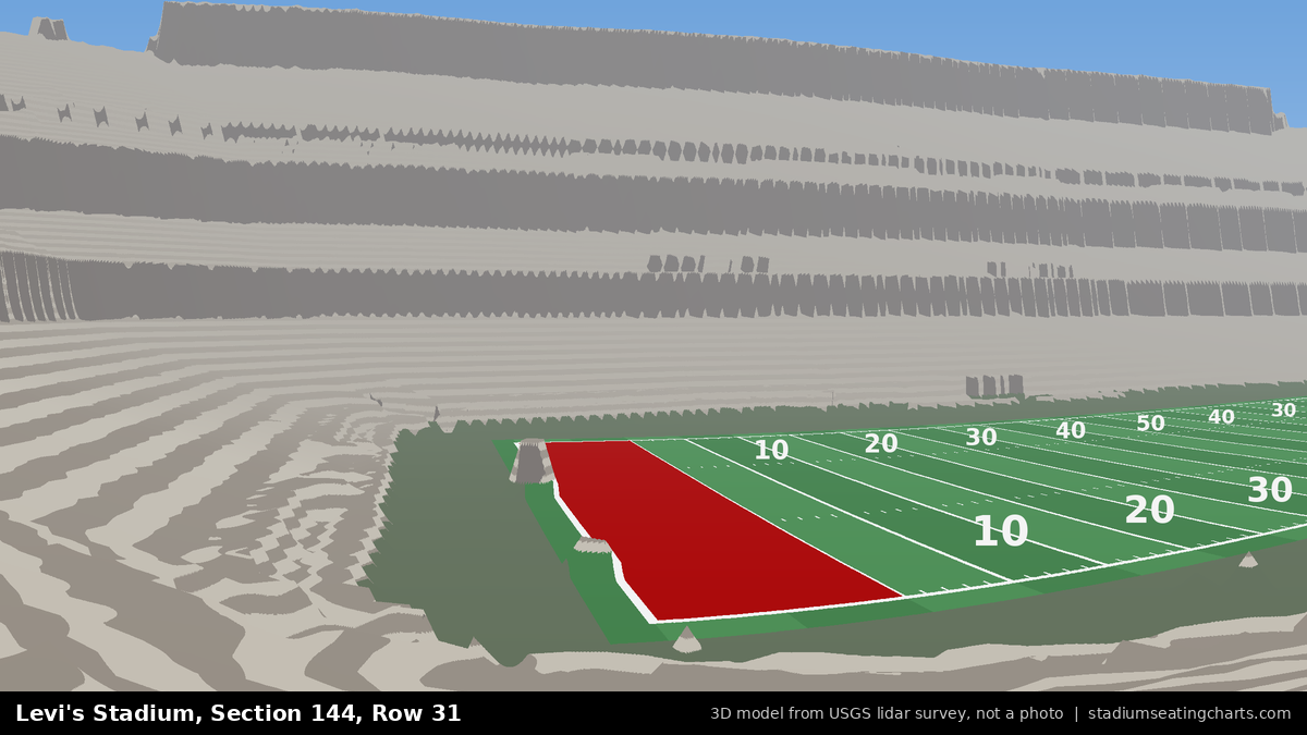 View from Levi's Stadium Section 144, Row 31, looking toward the field
