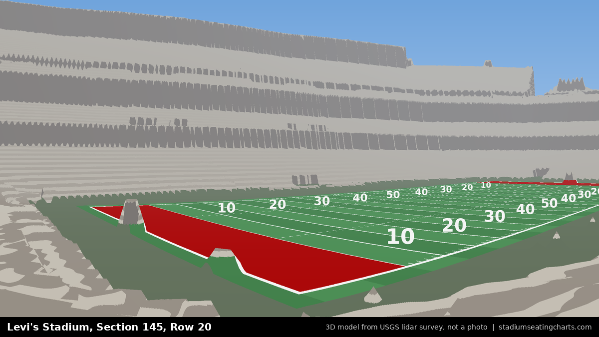 View from Levi's Stadium Section 145, Row 20, looking toward the field