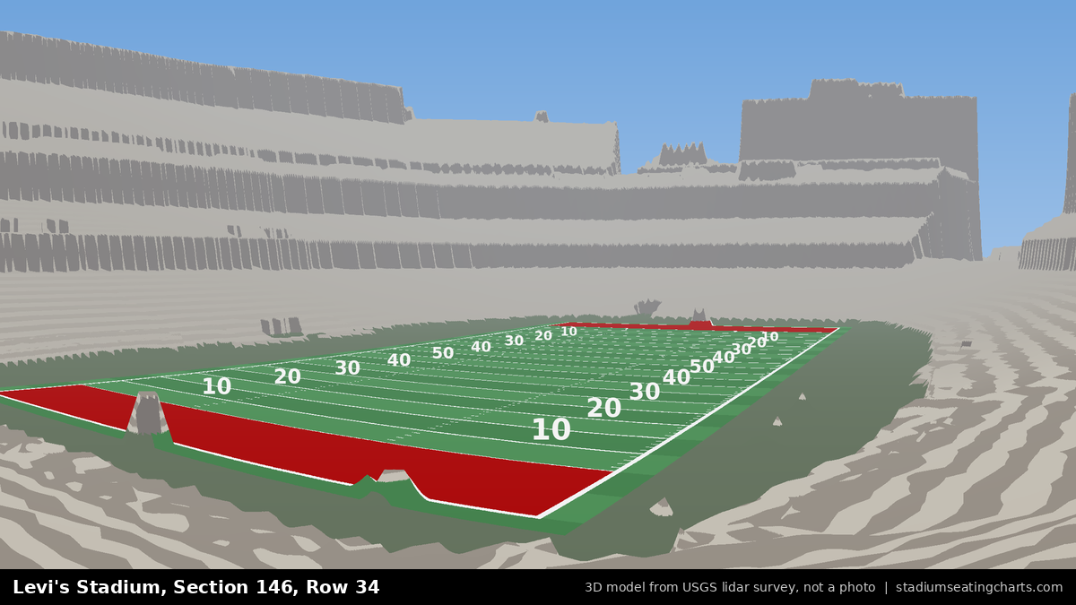 View from Levi's Stadium Section 146, Row 34, looking toward the field