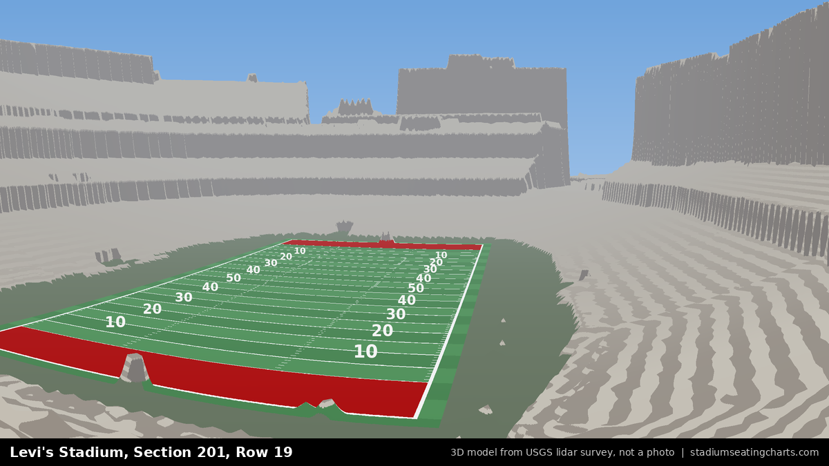 View from Levi's Stadium Section 201, Row 19, looking toward the field