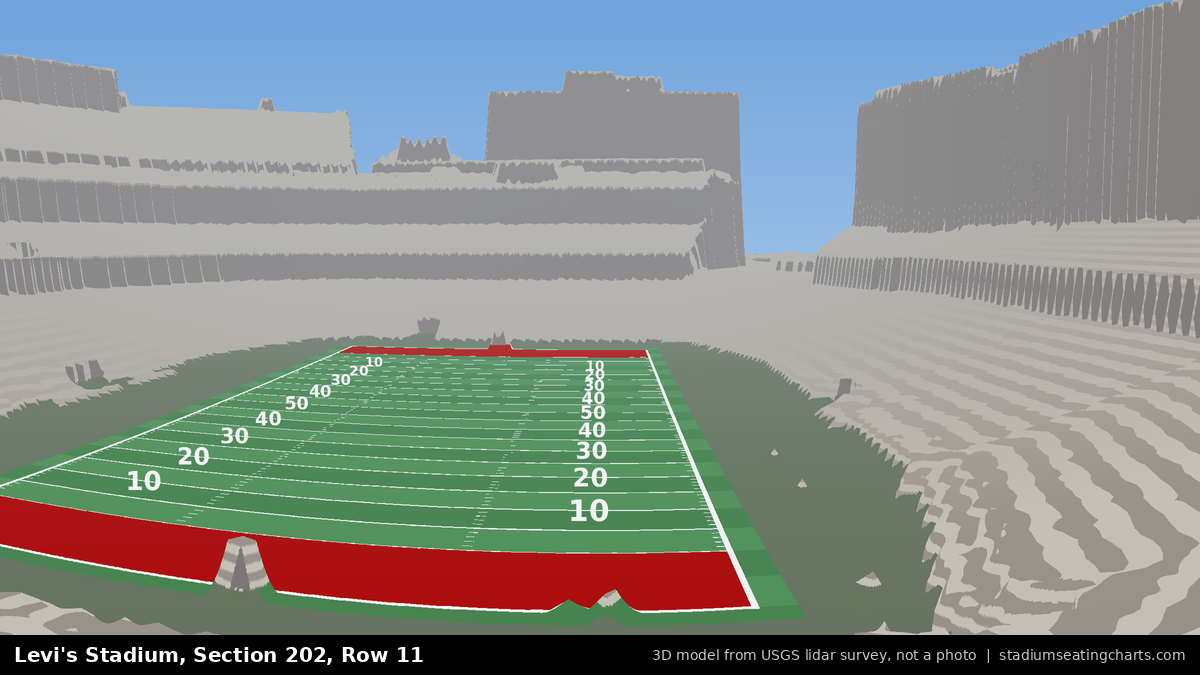 View from Levi's Stadium Section 202, Row 11, looking toward the field