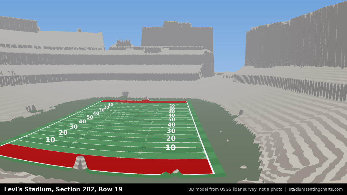 View from Levi's Stadium Section 202, Row 19, looking toward the field