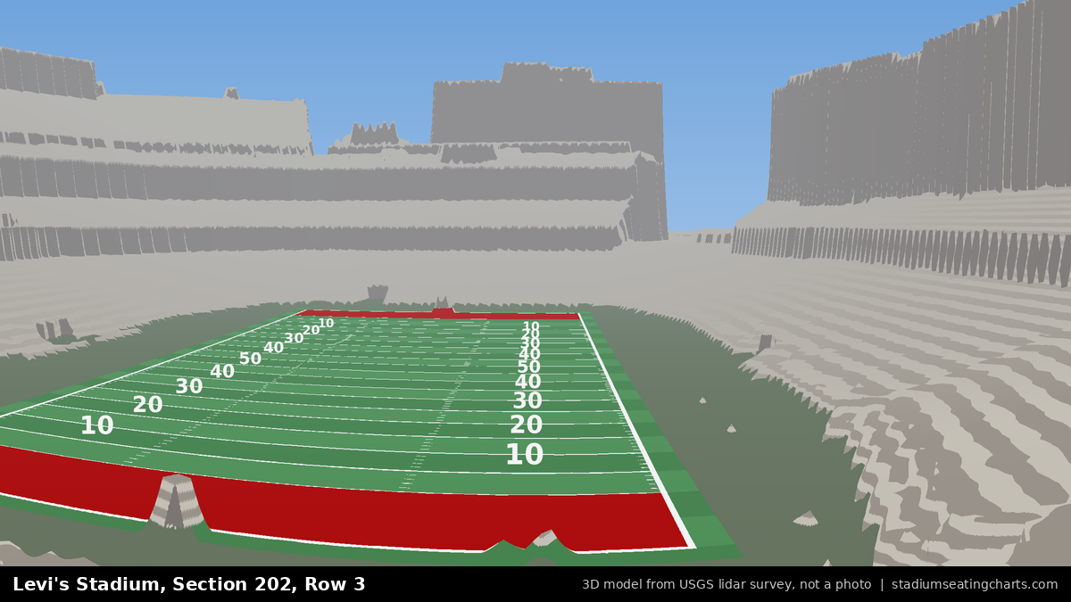 View from Levi's Stadium Section 202, Row 3, looking toward the field