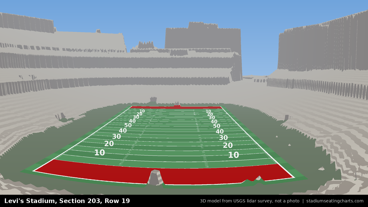 View from Levi's Stadium Section 203, Row 19, looking toward the field