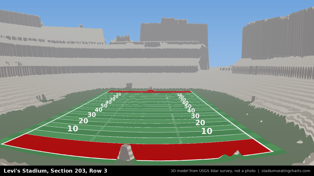 View from Levi's Stadium Section 203, Row 3, looking toward the field