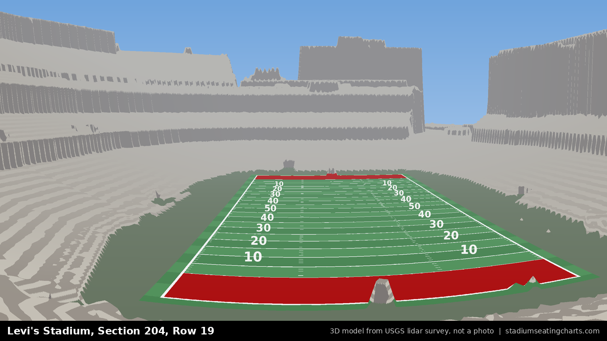 View from Levi's Stadium Section 204, Row 19, looking toward the field