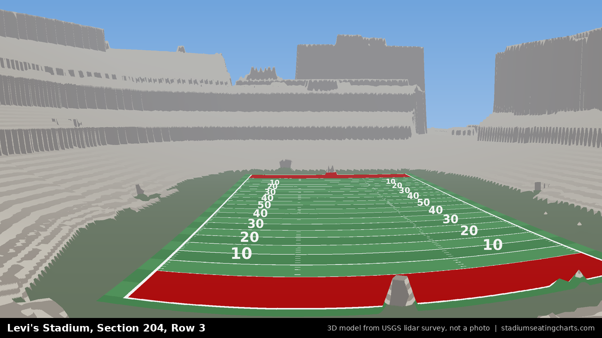 View from Levi's Stadium Section 204, Row 3, looking toward the field