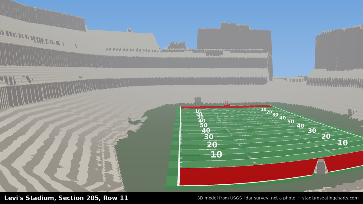 View from Levi's Stadium Section 205, Row 11, looking toward the field