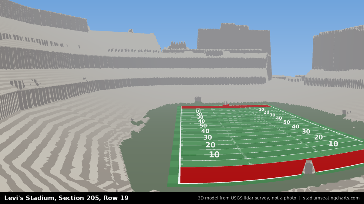 View from Levi's Stadium Section 205, Row 19, looking toward the field