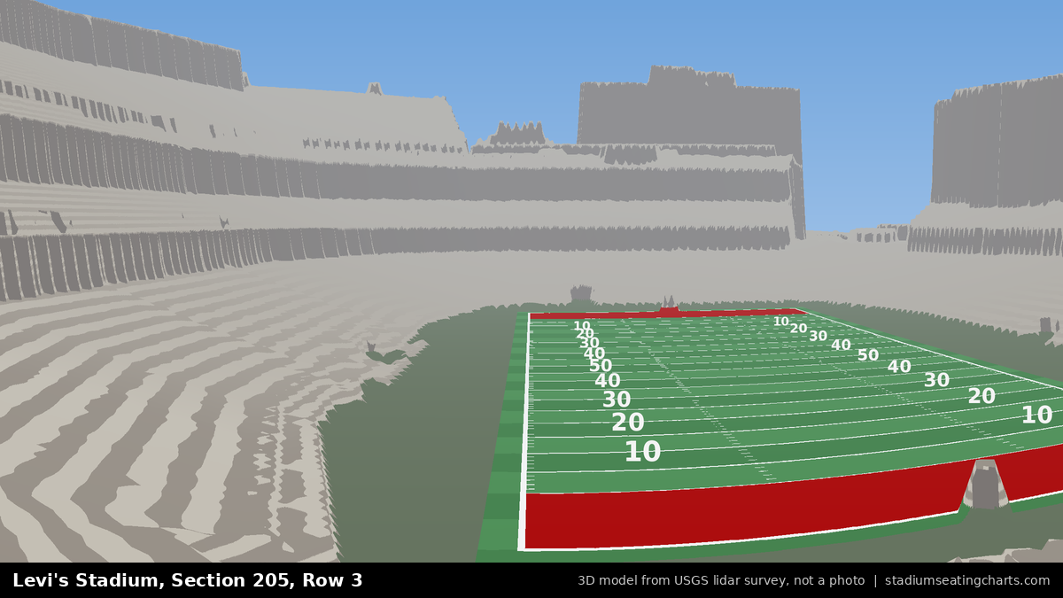 View from Levi's Stadium Section 205, Row 3, looking toward the field