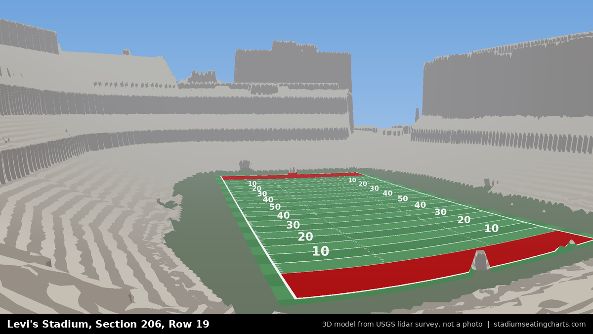View from Levi's Stadium Section 206, Row 19, looking toward the field