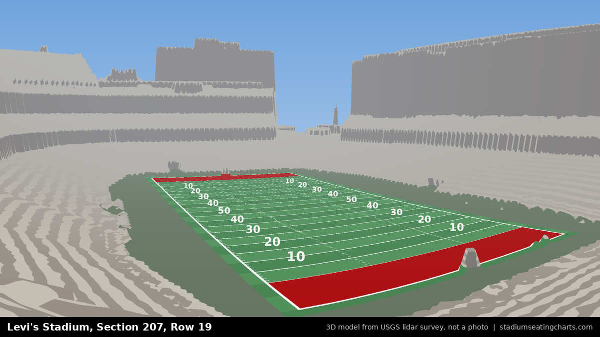 View from Levi's Stadium Section 207, Row 19, looking toward the field