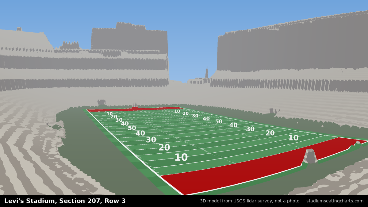 View from Levi's Stadium Section 207, Row 3, looking toward the field
