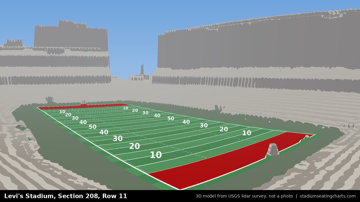View from Levi's Stadium Section 208, Row 11, looking toward the field
