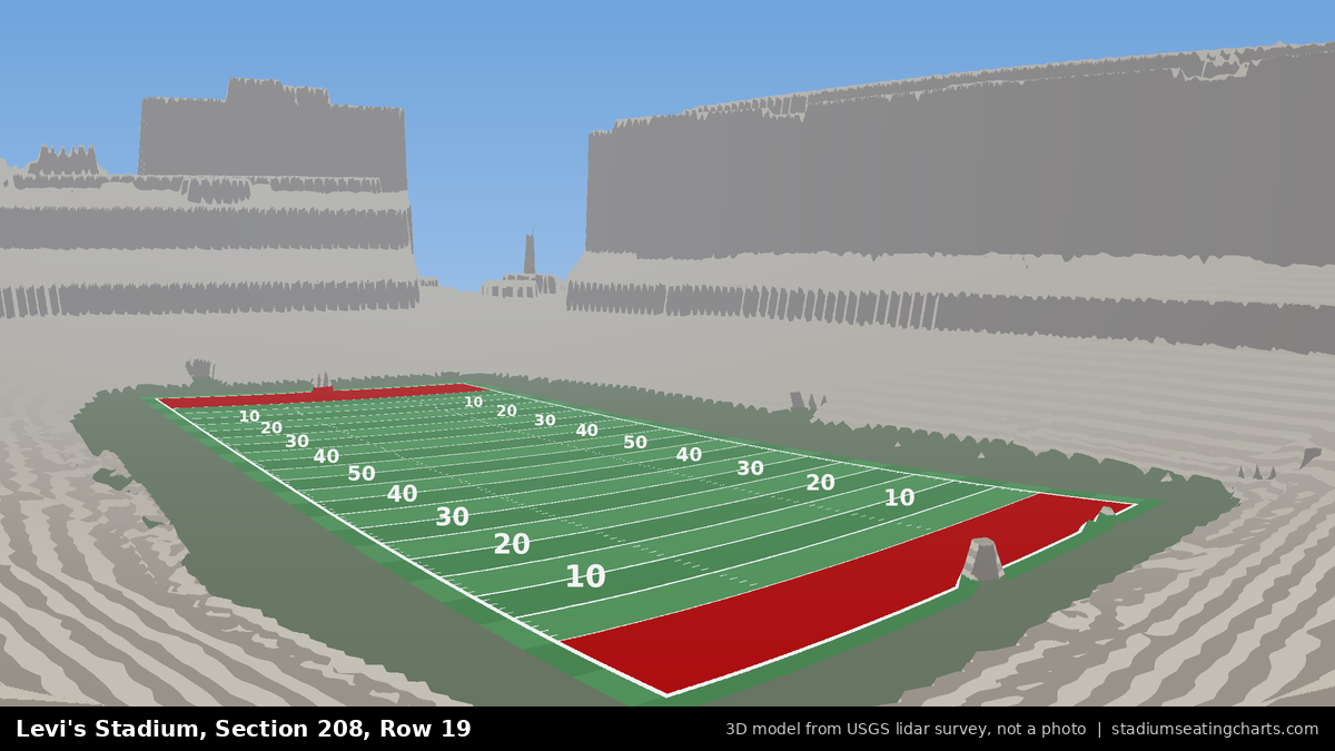 View from Levi's Stadium Section 208, Row 19, looking toward the field