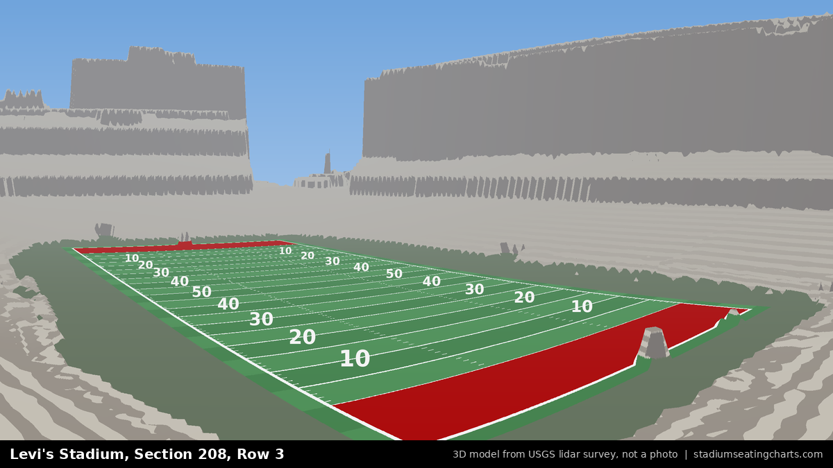 View from Levi's Stadium Section 208, Row 3, looking toward the field
