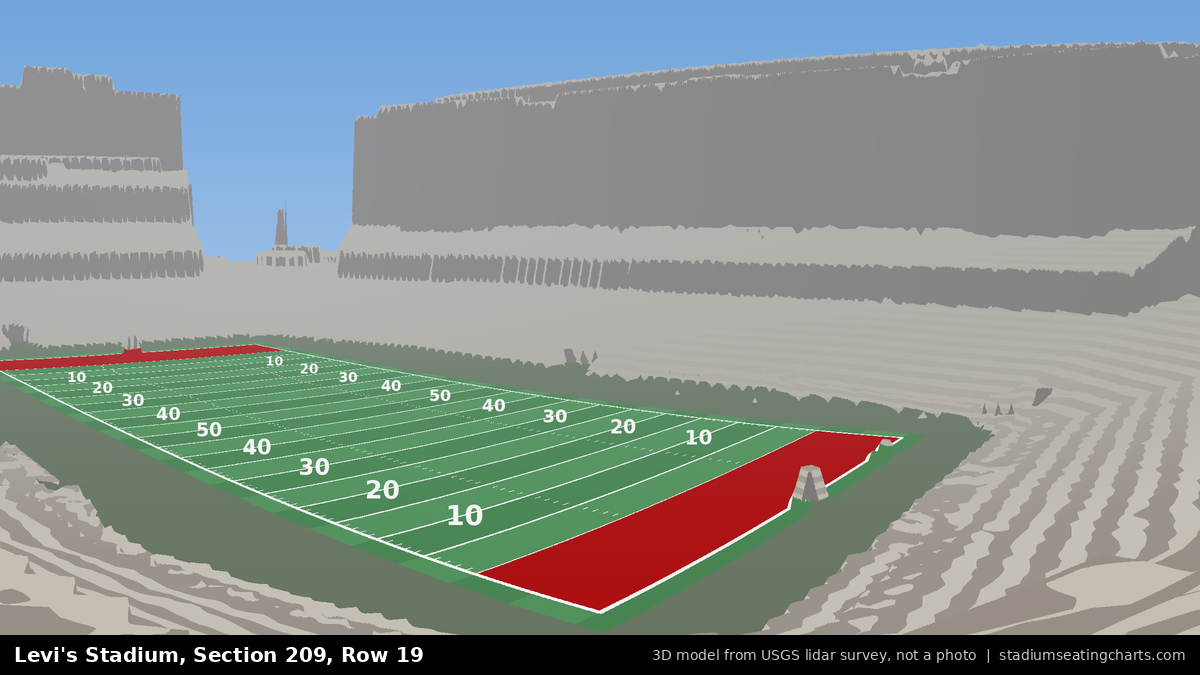 View from Levi's Stadium Section 209, Row 19, looking toward the field