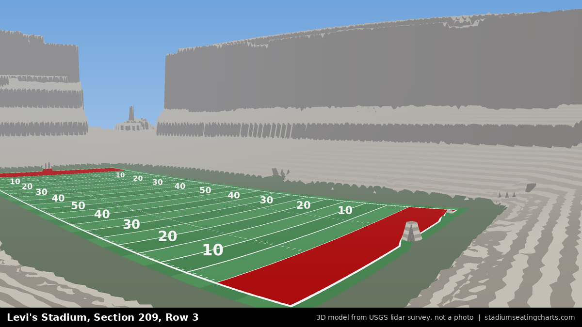 View from Levi's Stadium Section 209, Row 3, looking toward the field