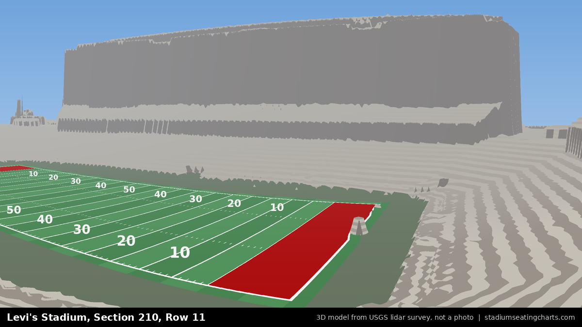 View from Levi's Stadium Section 210, Row 11, looking toward the field