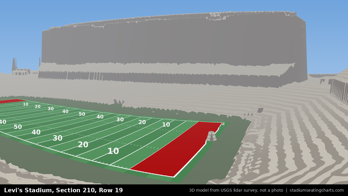 View from Levi's Stadium Section 210, Row 19, looking toward the field