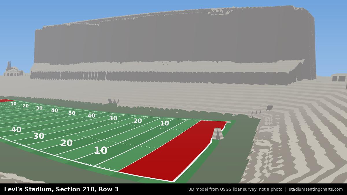 View from Levi's Stadium Section 210, Row 3, looking toward the field