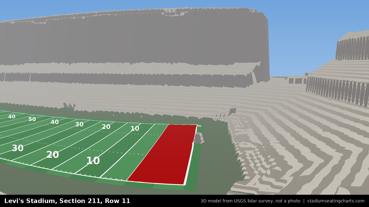 View from Levi's Stadium Section 211, Row 11, looking toward the field