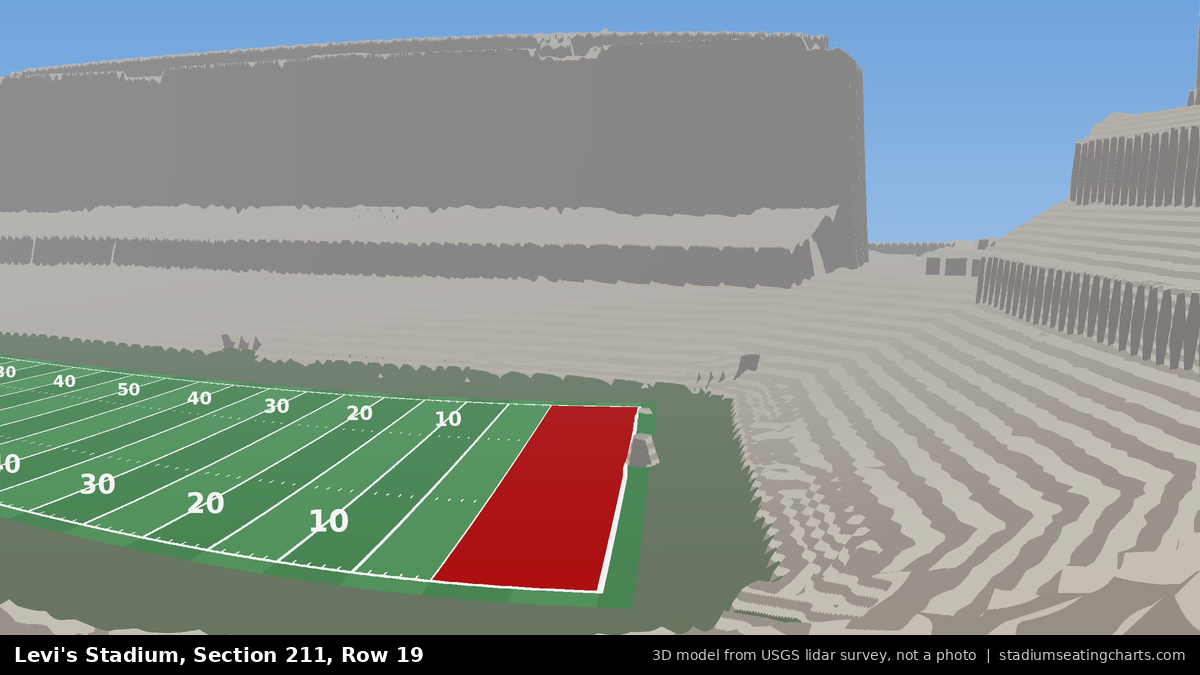 View from Levi's Stadium Section 211, Row 19, looking toward the field