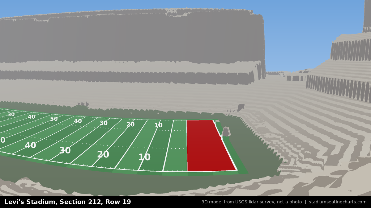 View from Levi's Stadium Section 212, Row 19, looking toward the field