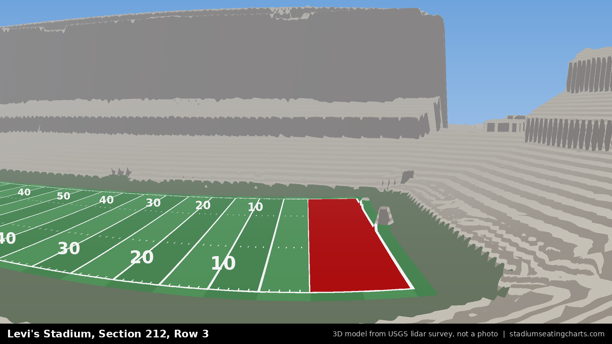 View from Levi's Stadium Section 212, Row 3, looking toward the field