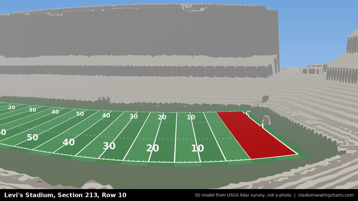 View from Levi's Stadium Section 213, Row 10, looking toward the field