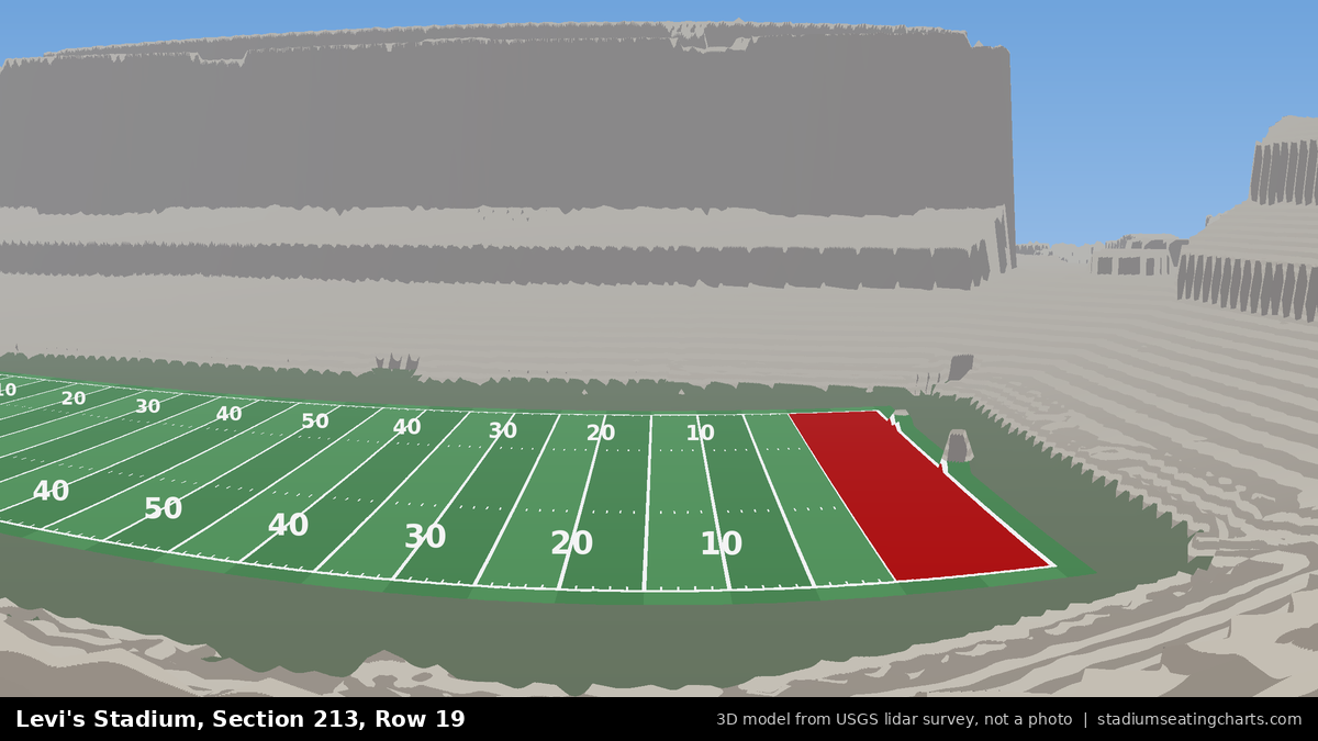 View from Levi's Stadium Section 213, Row 19, looking toward the field