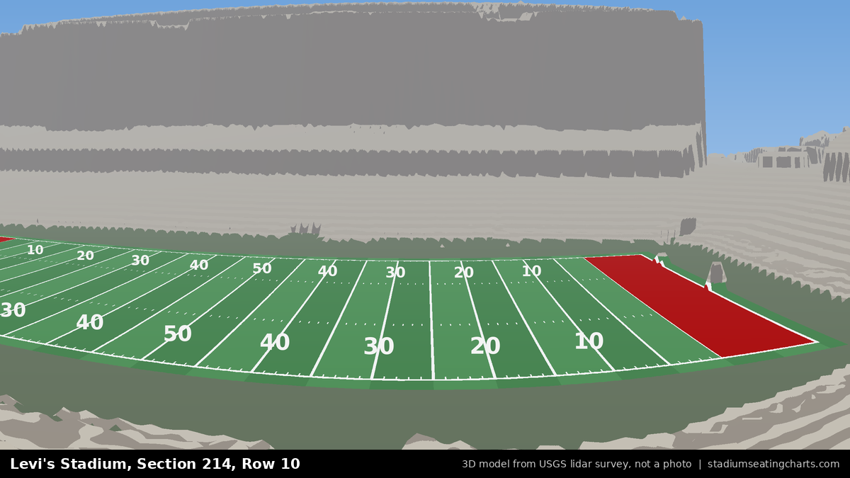 View from Levi's Stadium Section 214, Row 10, looking toward the field