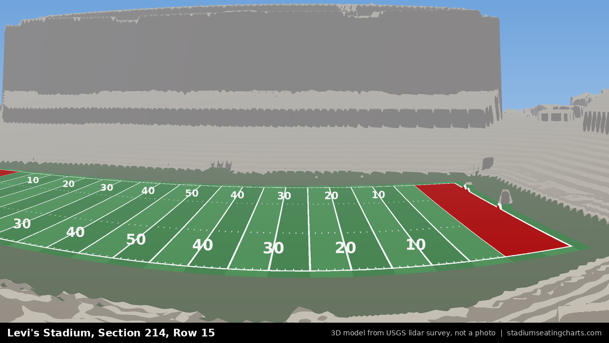 View from Levi's Stadium Section 214, Row 15, looking toward the field