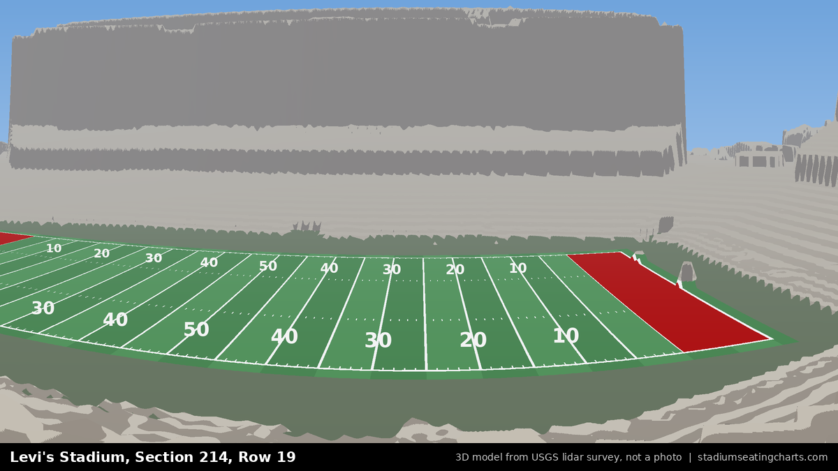View from Levi's Stadium Section 214, Row 19, looking toward the field