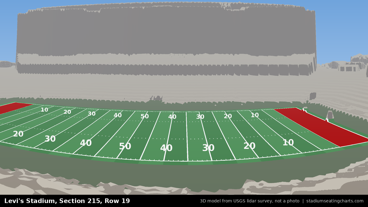 View from Levi's Stadium Section 215, Row 19, looking toward the field