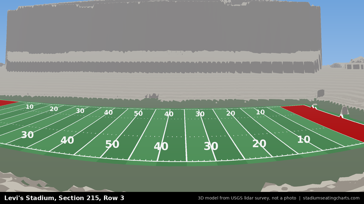 View from Levi's Stadium Section 215, Row 3, looking toward the field