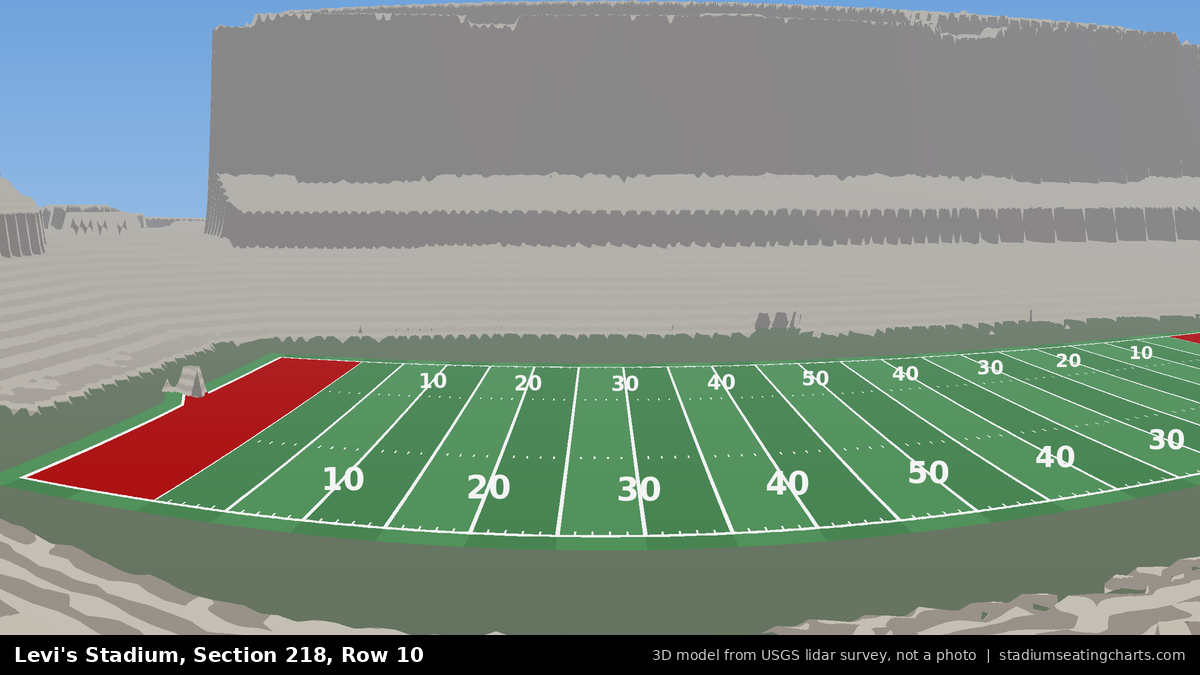 View from Levi's Stadium Section 218, Row 10, looking toward the field