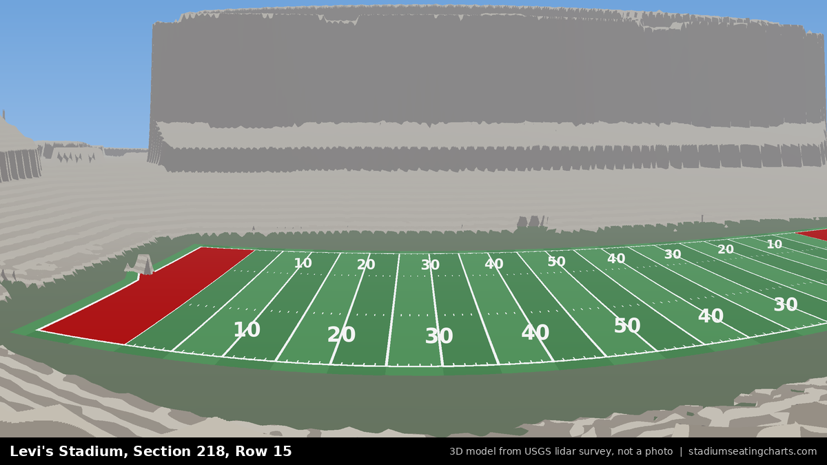 View from Levi's Stadium Section 218, Row 15, looking toward the field