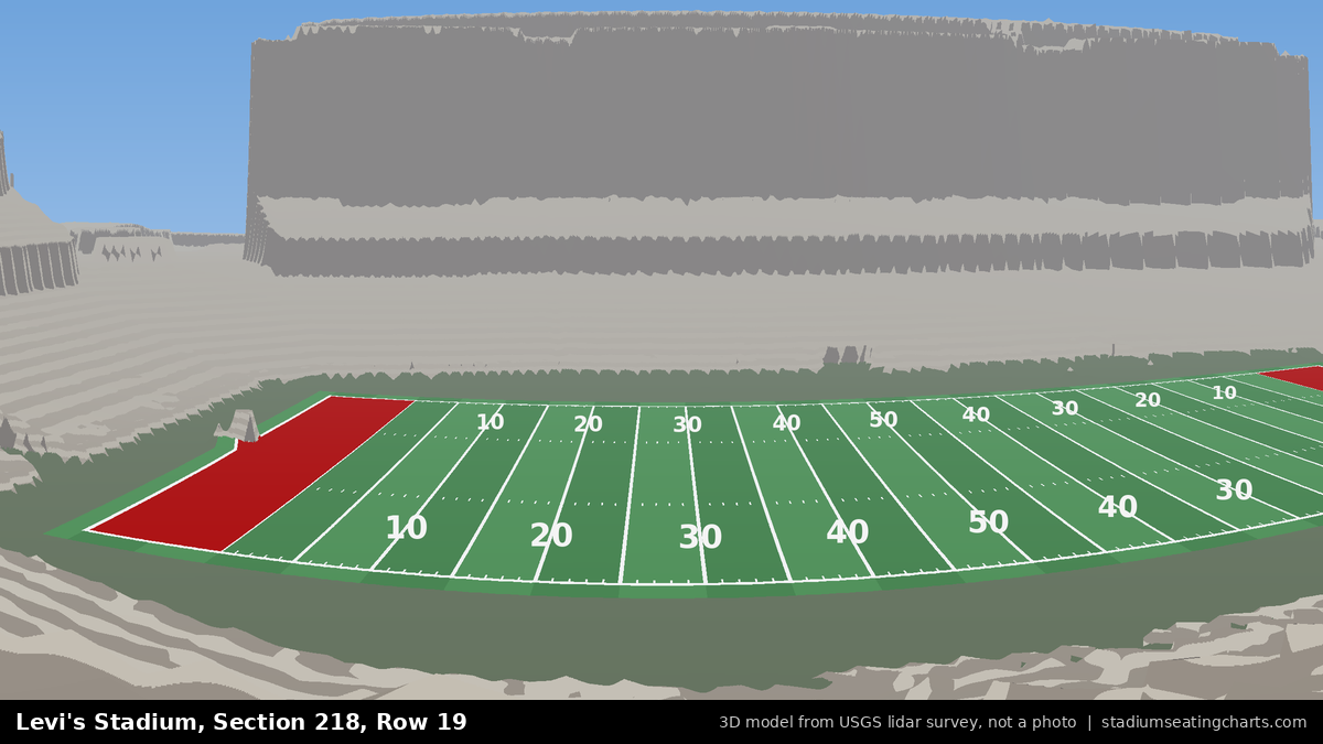 View from Levi's Stadium Section 218, Row 19, looking toward the field