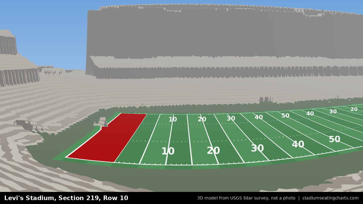 View from Levi's Stadium Section 219, Row 10, looking toward the field